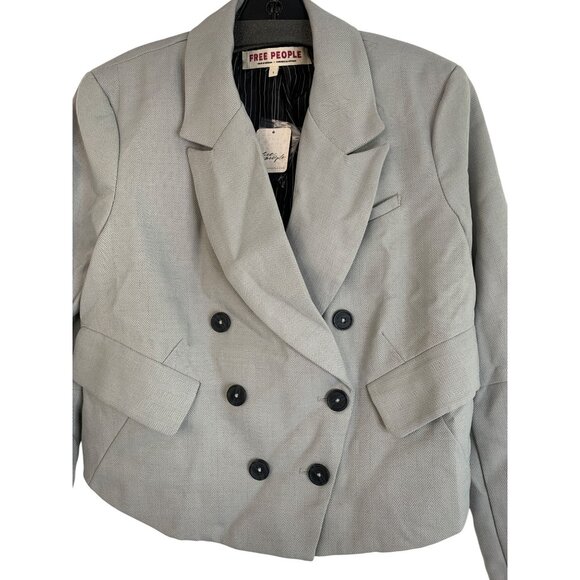 New Free People Betty Double-Breast Crop Blazer S Lined Houndstooth RFF10661 - Picture 5 of 11